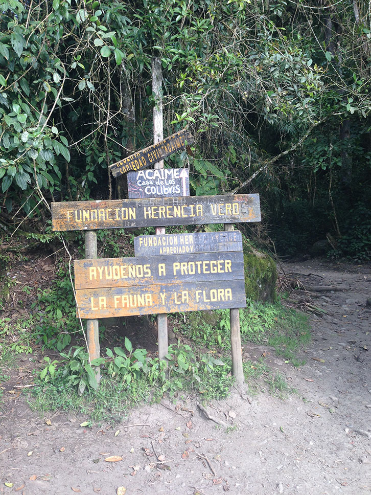 Vallée de Cocora, Panneaux pour la réserve Acaime